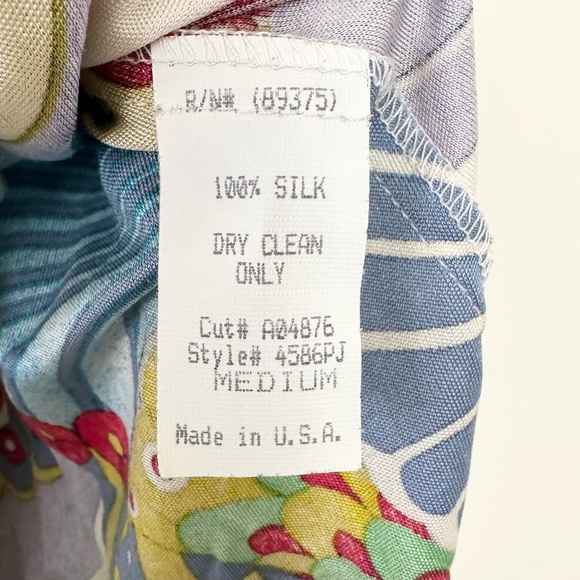 Sky Peacock Print Leather Braided Belt Silk Top - Picture 9 of 9